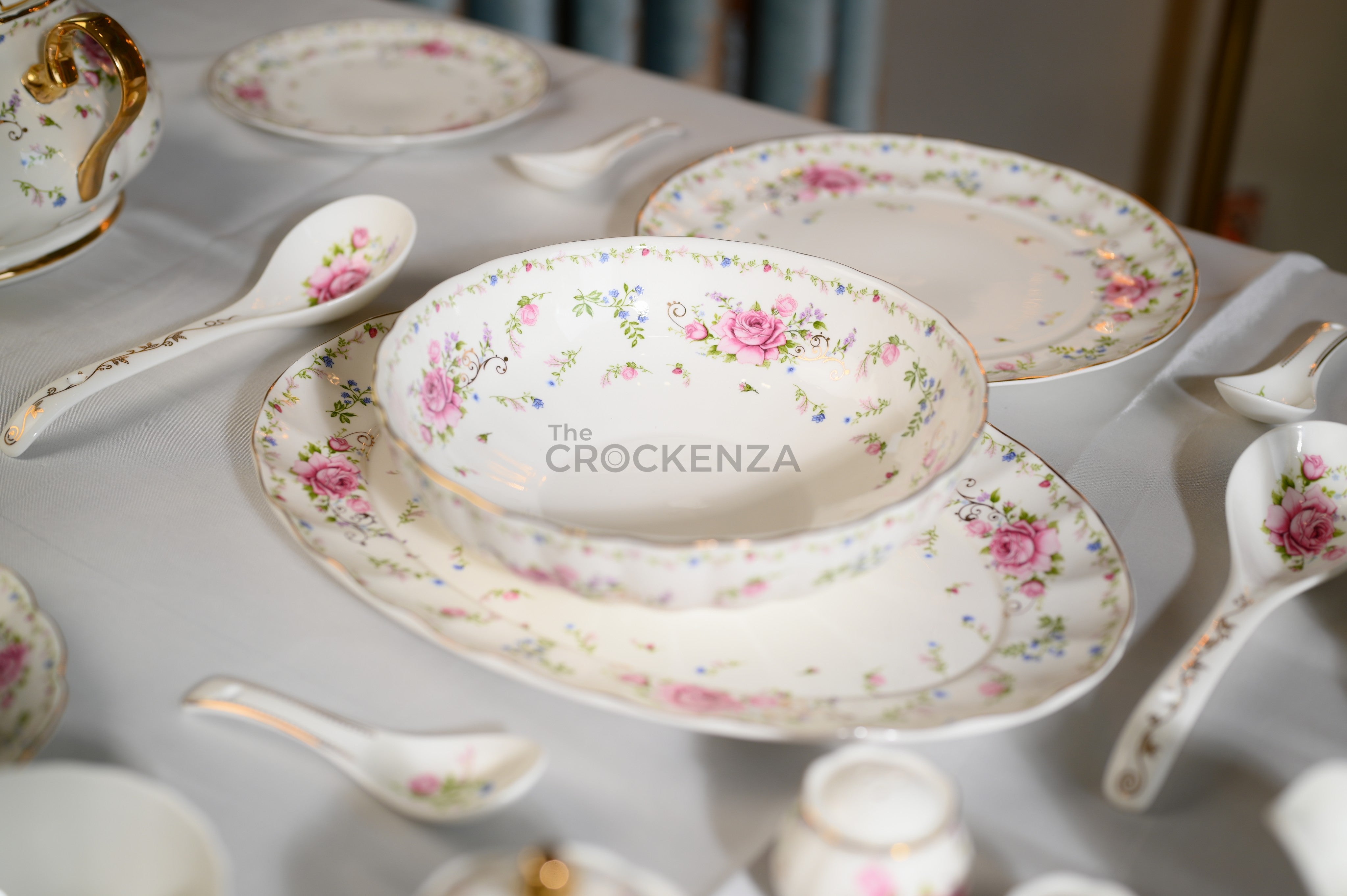 Imported Bone China Royal Albert style 75 Pcs Dinner Set - 8 Person Serving