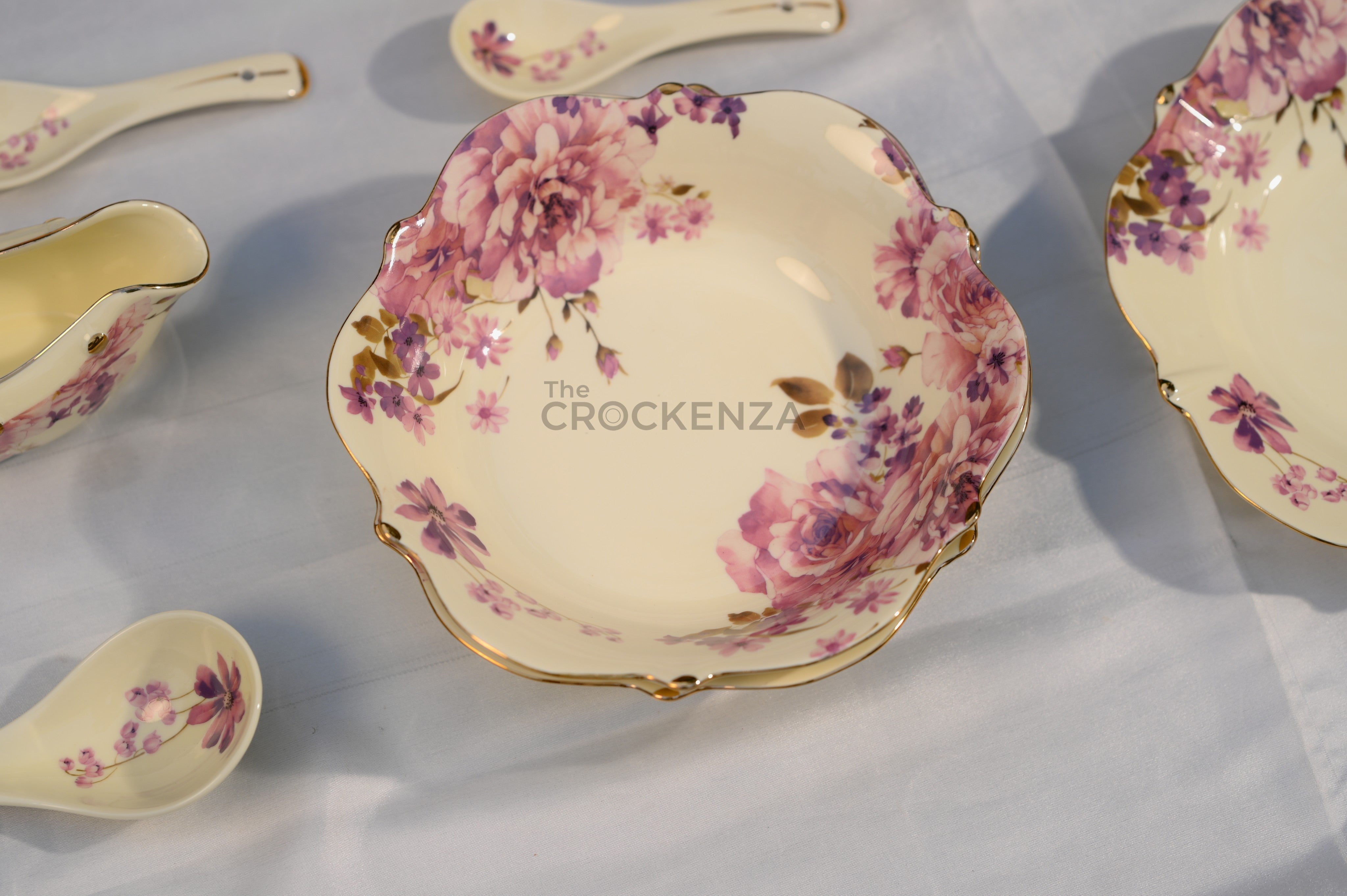 Imported Premium 75 Pcs Dinner Set for 8-persons Serving - Inspired by Royal Albert England