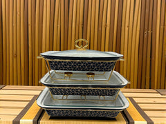 Luxury Chef Rectangle Porcelain Serving Dish – Lid & Side Handles for Easy Carry (Three Sizes)