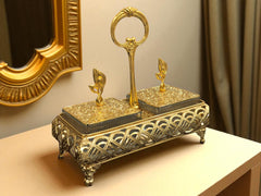 Luxury Gold 2-in-1 Partition Tray with Handle – Decorative Serving Masterpiece