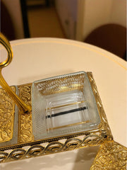 Luxury Gold 2-in-1 Partition Tray with Handle – Decorative Serving Masterpiece