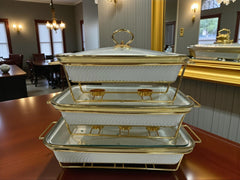 Luxury White Imported Rectangular Porcelain Serving Dish – Lid & Side Handles for Easy Carry - Three Sizes