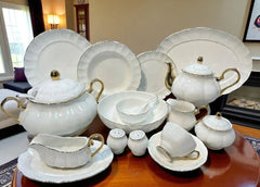 Premium Royal Albert inspired 75 Pcs Dinner Set - Plain White for 8 Person Serving