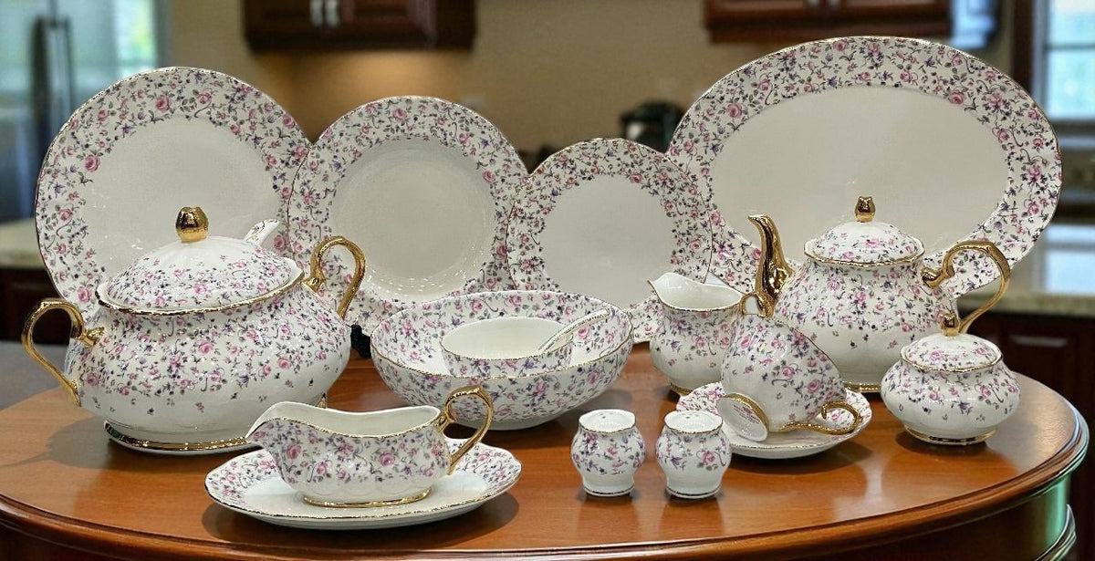 Imported Premium 75 Pcs Dinner Set for 8-persons Serving - Inspired by Royal Albert England