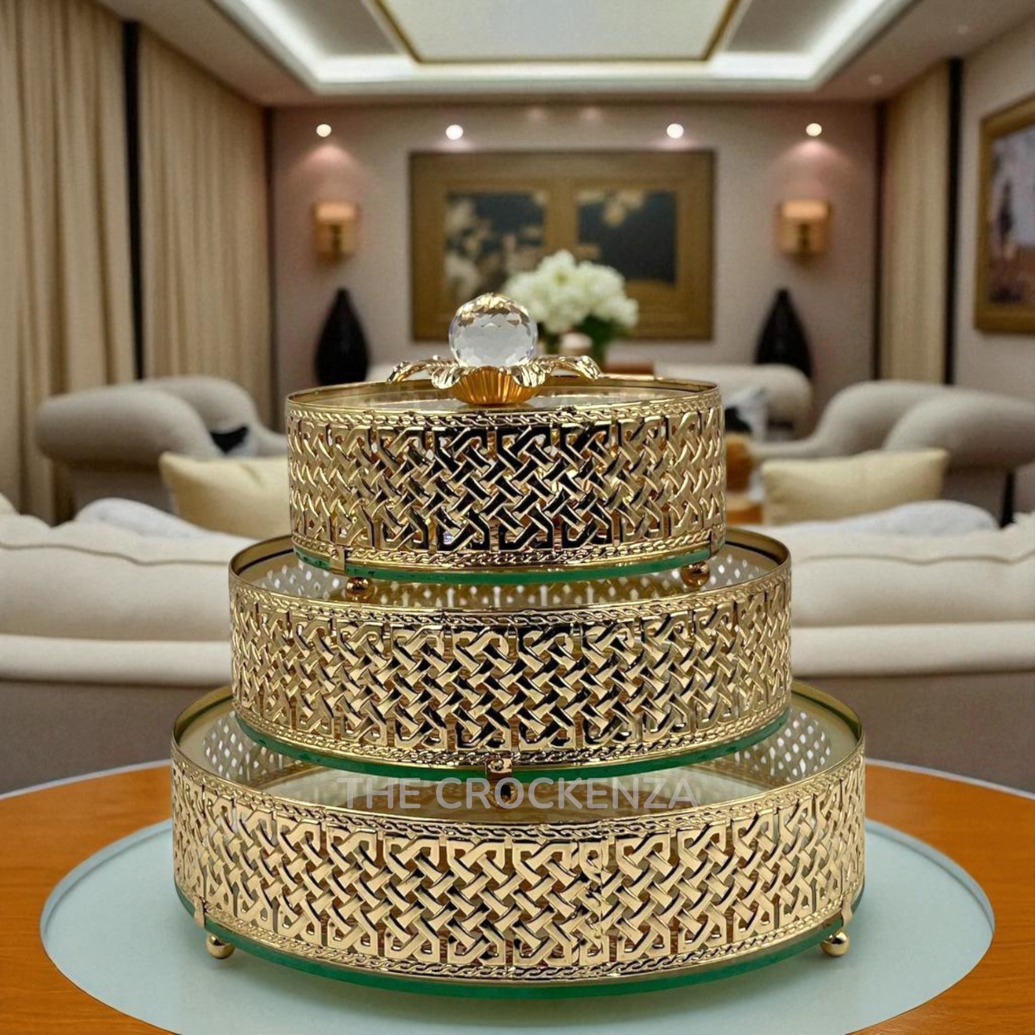 Premium Metallic Candy Dish Set with Crystal Knobs & Glass Base | Elegant Round Serving Masterpieces