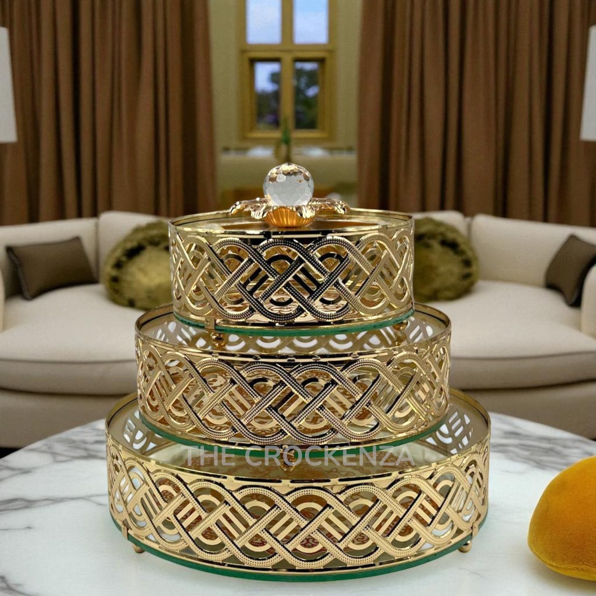 Luxury Metallic Candy Dish Set with Crystal Knobs & Glass Base | Elegant Serving Masterpieces