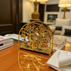 Glamour Gold Polished Napkin Caddy | Ornate Dining Table Décor