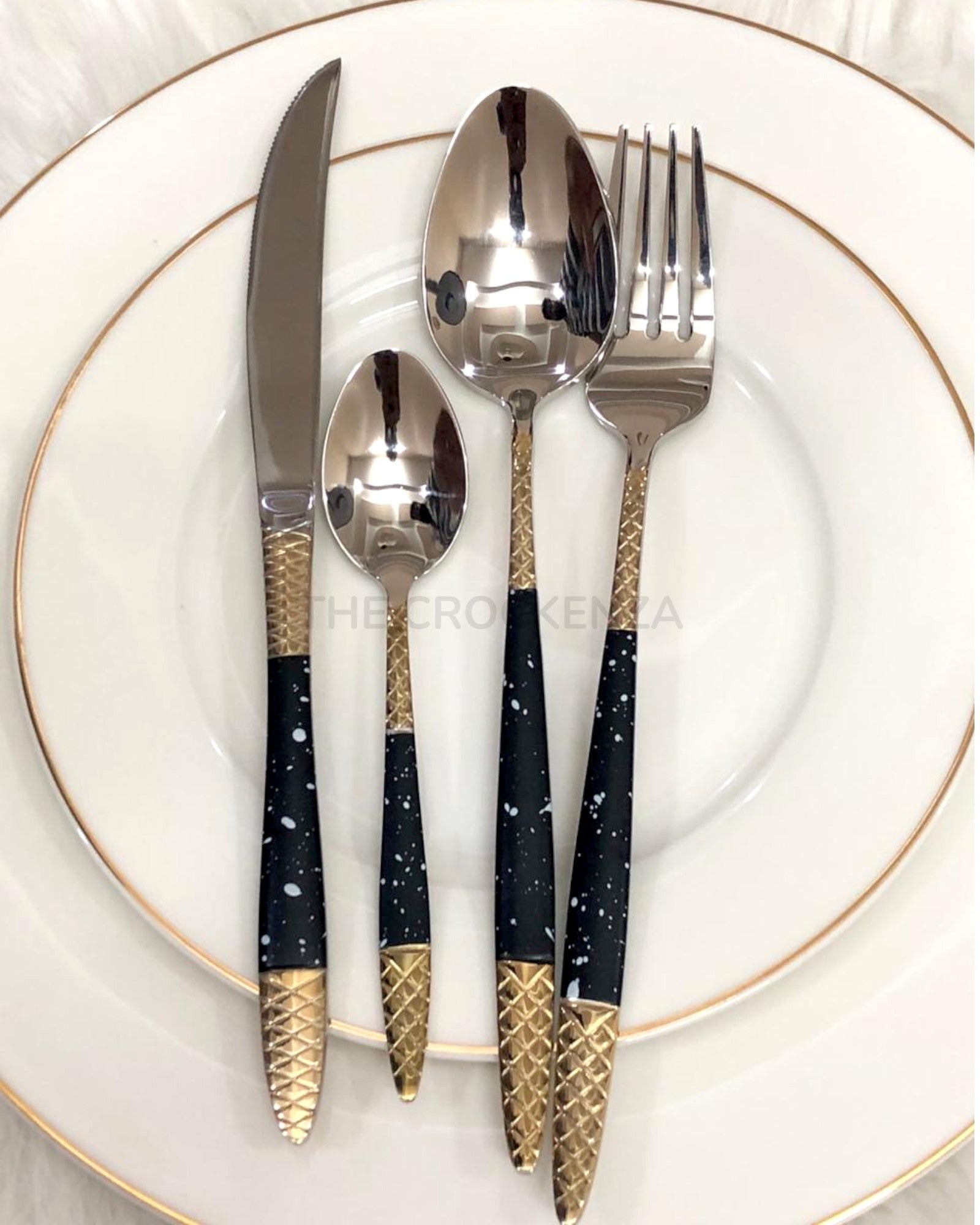 Royal Elegance 24 Pcs Imported Gold Cutlery Set - Serves 6 Persons (24Pcs)