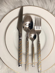 Royal Elegance 24 Pcs Imported Gold Cutlery Set - Serves 6 Persons (24Pcs)