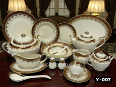 Yamasen Luxury Japanese-Inspired Red & Gold Floral Dining Set - Premium Gold-plated Dinnerware Collection