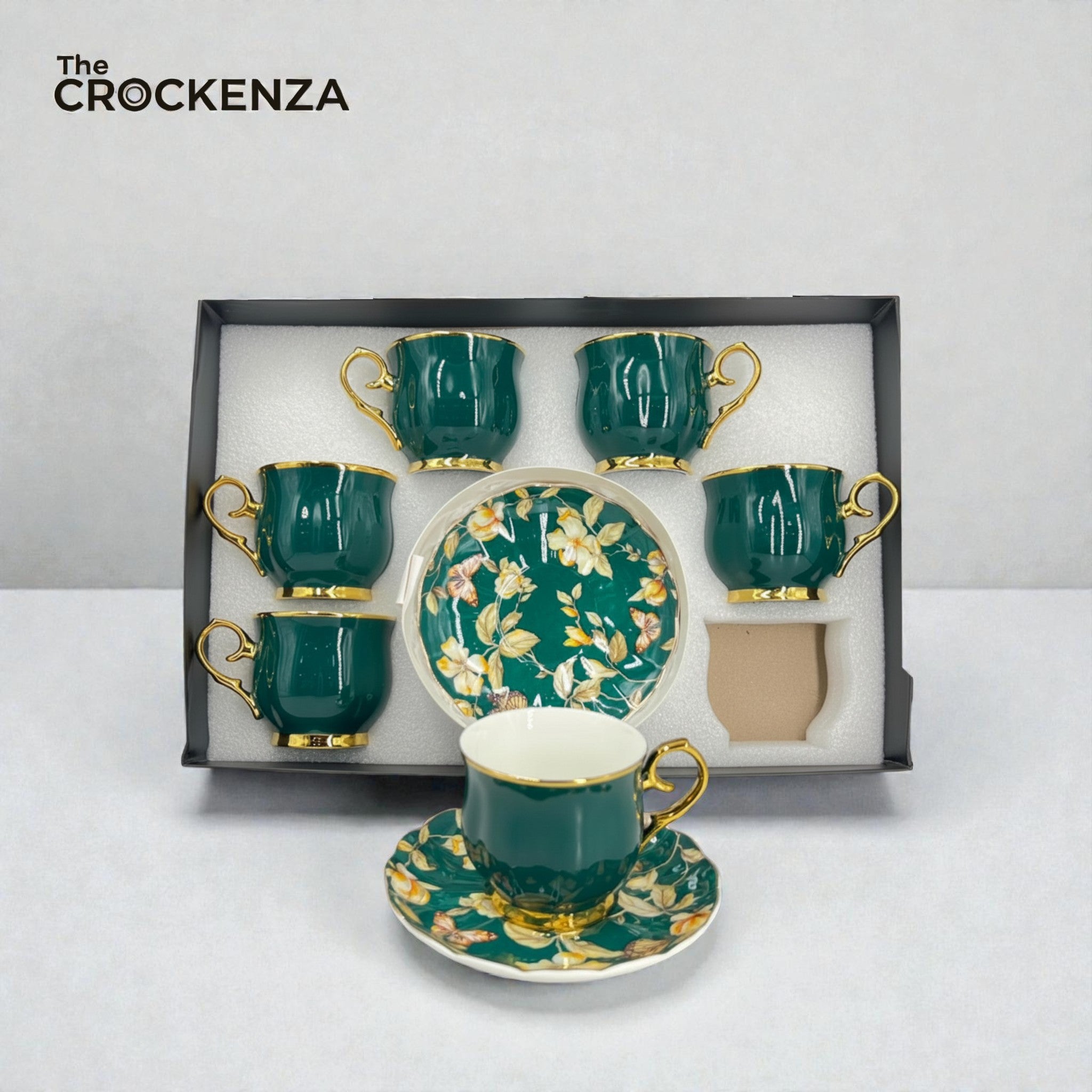 Imported Luxury  Cup & Saucer Set with Butterfly Design – Elegant Tea & Coffee Cups