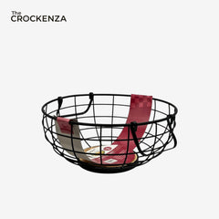 Premium Metal Fruit Basket with Handles – Modern Wire Storage Bowl for Dining Table & Kitchen Counter