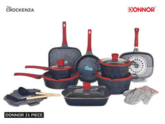 DONNOR 21-Piece Luxury Granite Cookware Set – Non-Stick Pots and Pans with Advanced Never-Stick Technology (PFOA-Free, Induction Ready)