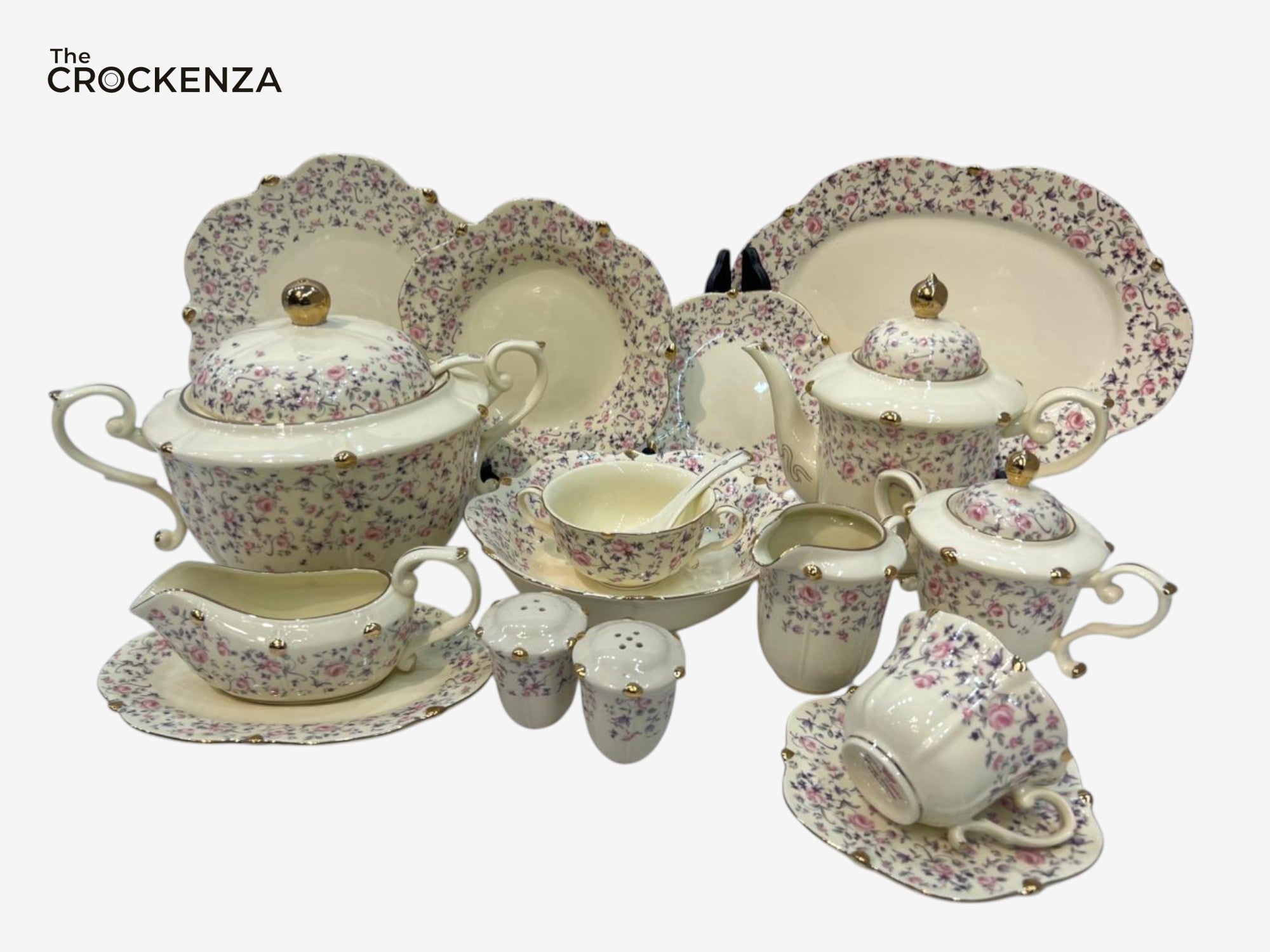 Imported Premium 75 Pcs Dinner Set for 8-persons Serving - Inspired by Royal Albert England