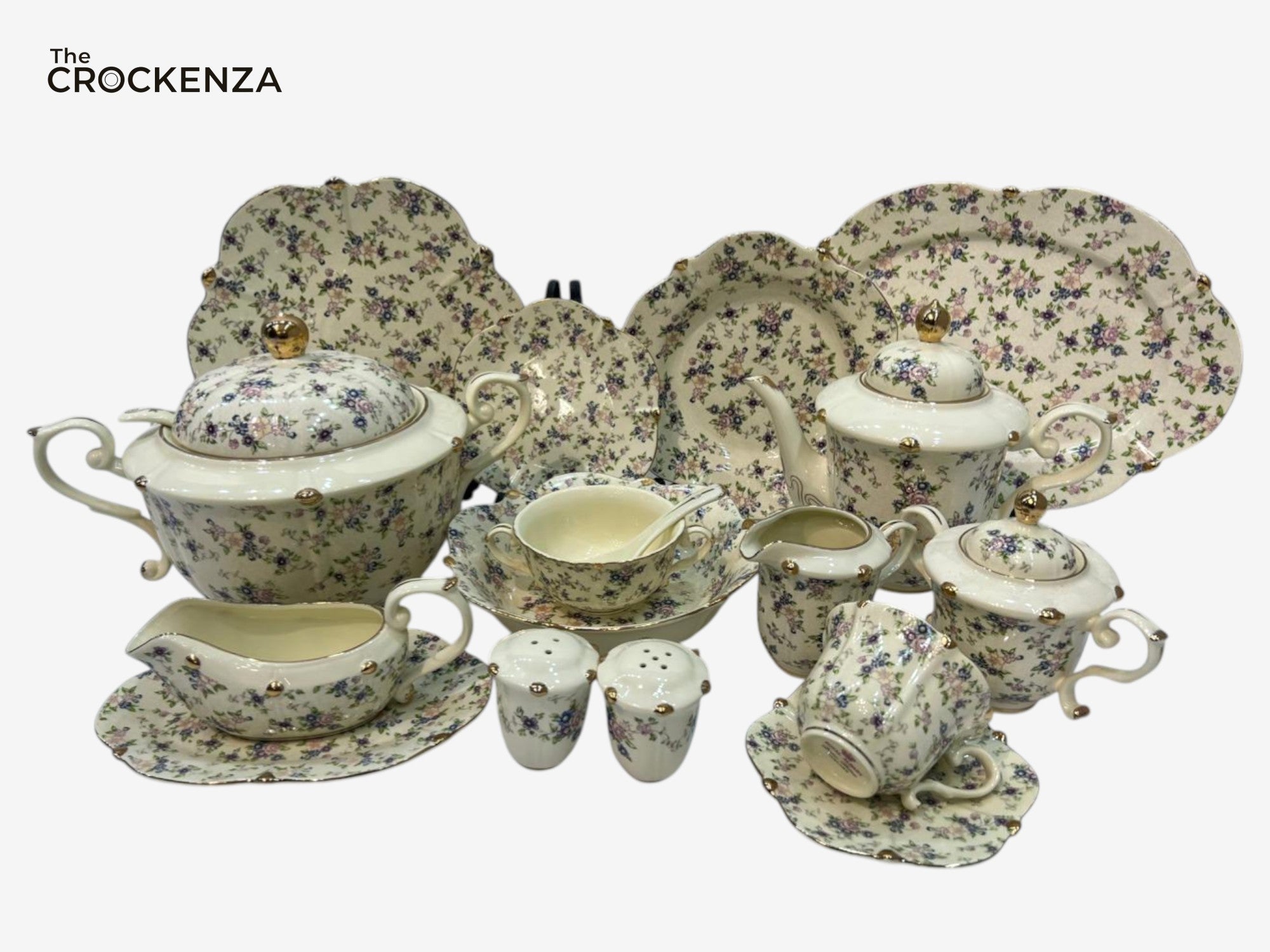 Imported Premium 75 Pcs Dinner Set for 8-persons Serving - Inspired by Royal Albert England