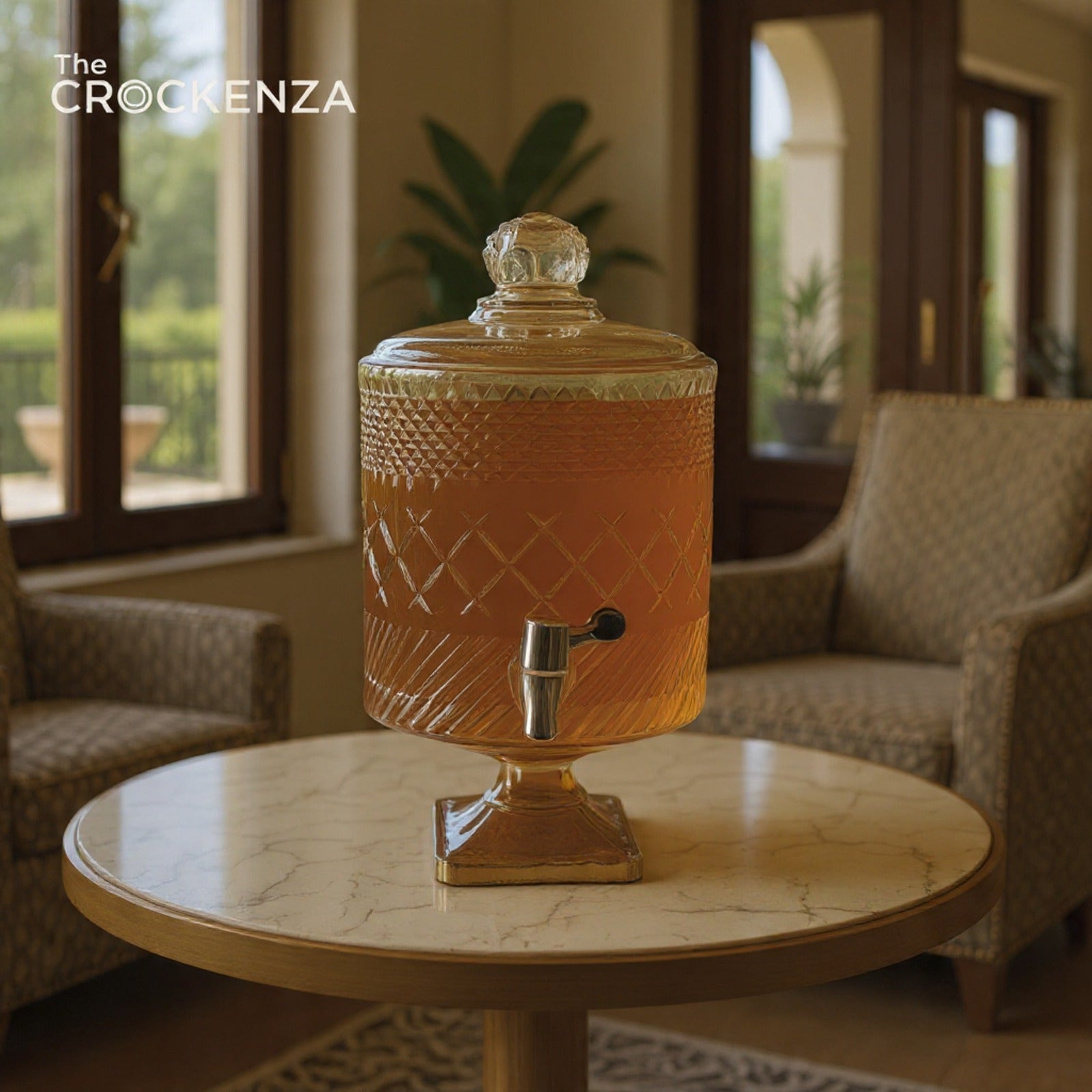 Luxury 4.5 Litre GBeverage Dispenser with Lid & Tap – Elegant Drink Server for Juice, Water & Ramadan Serving