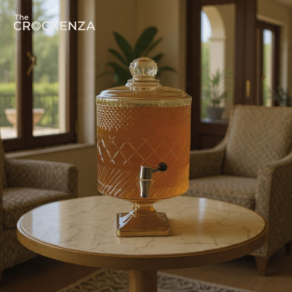 Luxury 4.5 Litre GBeverage Dispenser with Lid & Tap – Elegant Drink Server for Juice, Water & Ramadan Serving