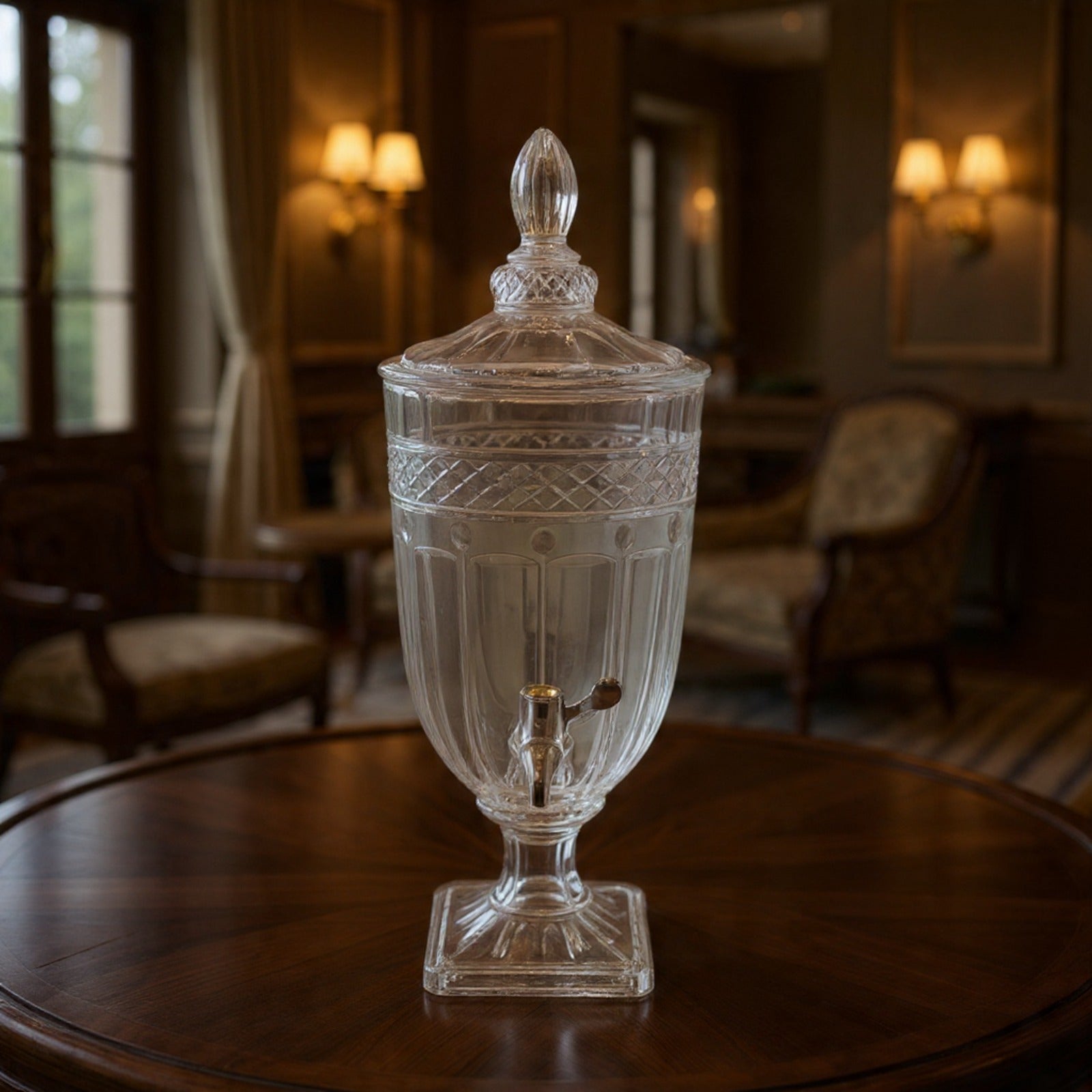 Luxury Crystal Glass Beverage Dispenser with Tap – Premium Drink Dispenser