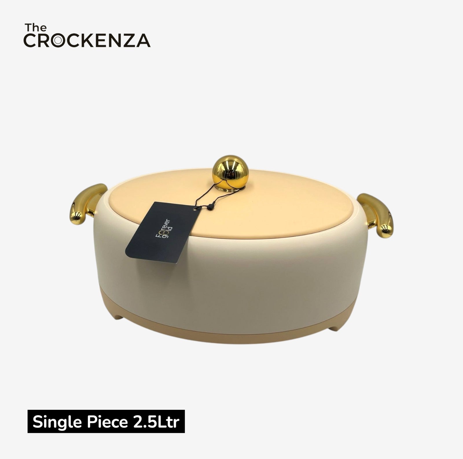 Luxury Beige Forever Gold Insulated Hot Pot  – Perfect for Family & Friends Gatherings (Single Piece 2.5Ltr)