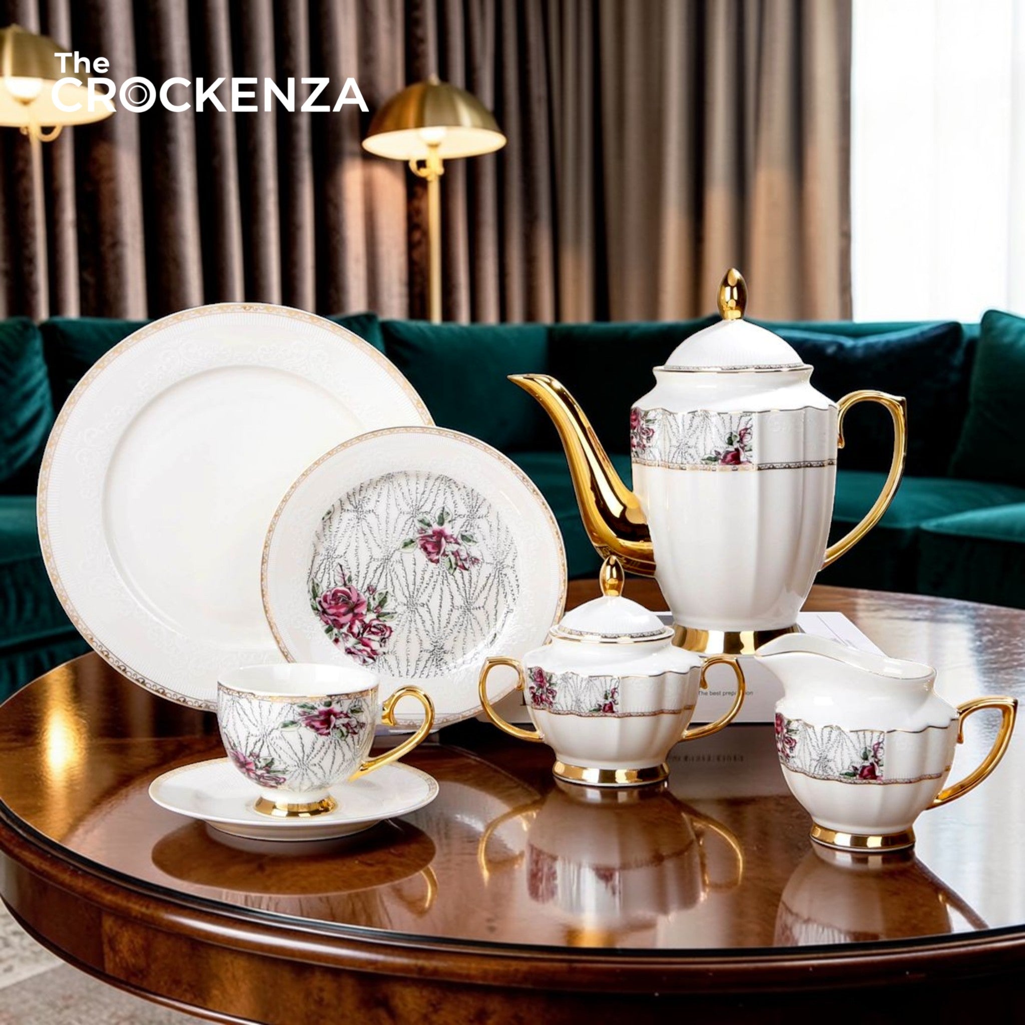 Imported Luxury Johnson Brothers–Inspired 24-Piece Fine Dining Tea Set