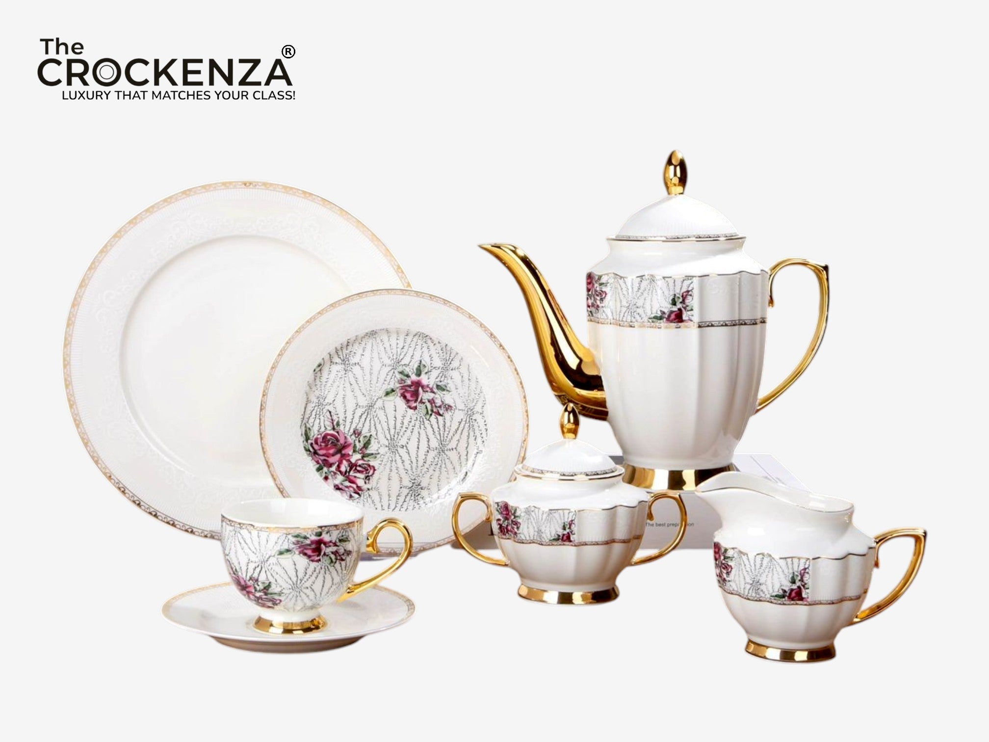 Imported Luxury Johnson Brothers–Inspired 24-Piece Fine Dining Tea Set