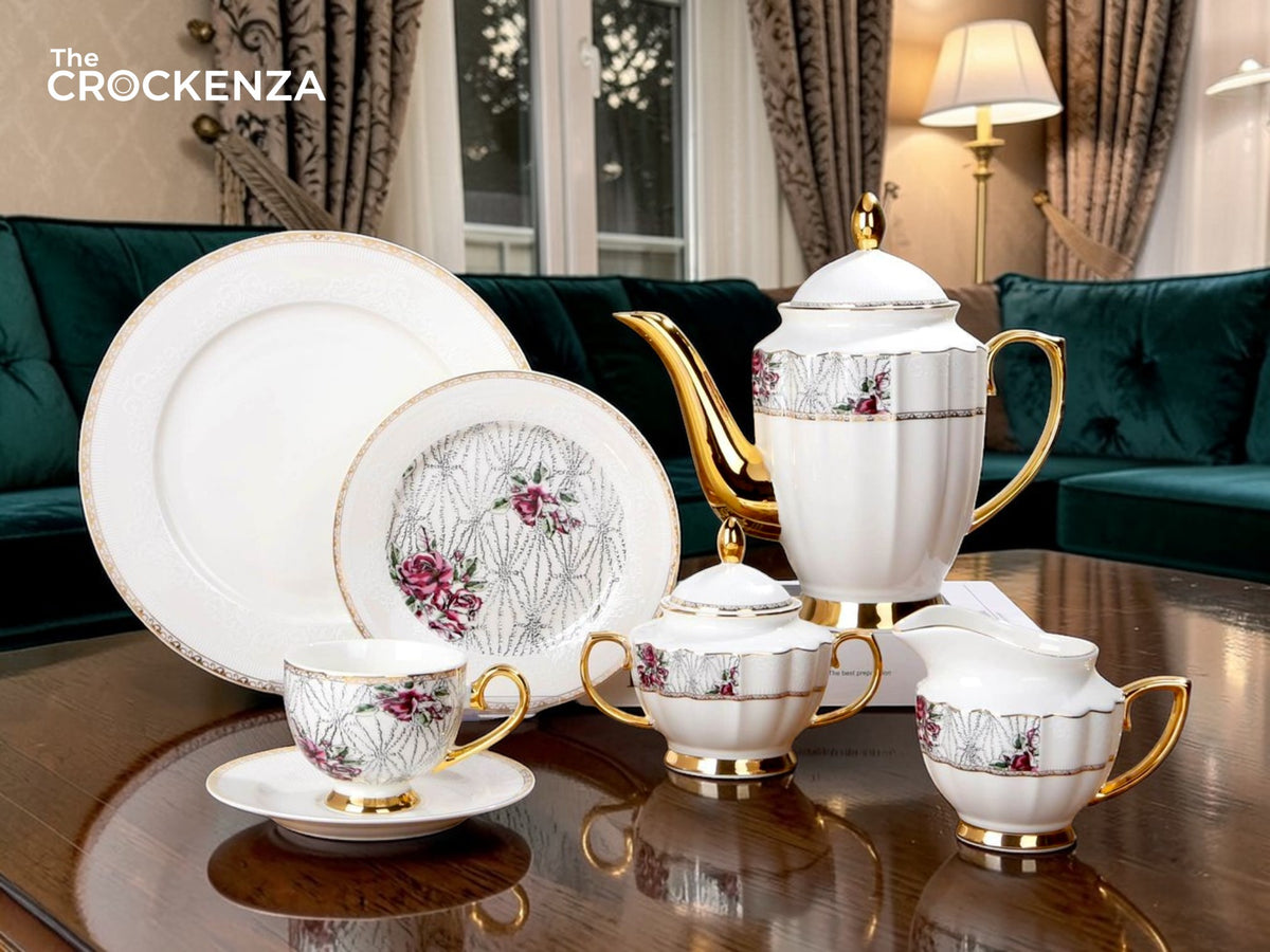 Imported Luxury Johnson Brothers–Inspired 24-Piece Fine Dining Tea Set