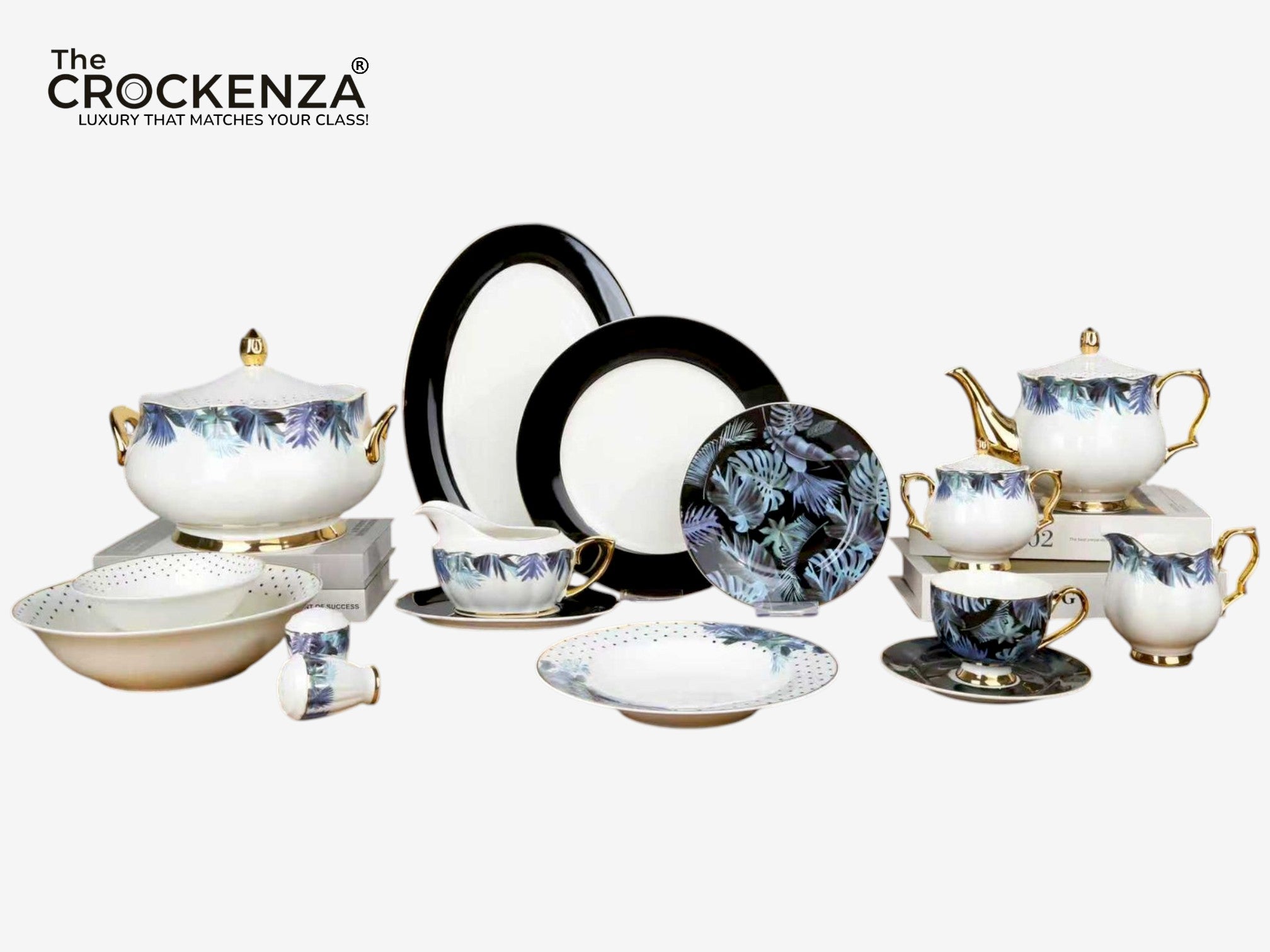 Johnson Bros Inspired Royal Floral Bone China Luxury Dinner Set | 65 & 89 Piece Gold-Gilded Collection