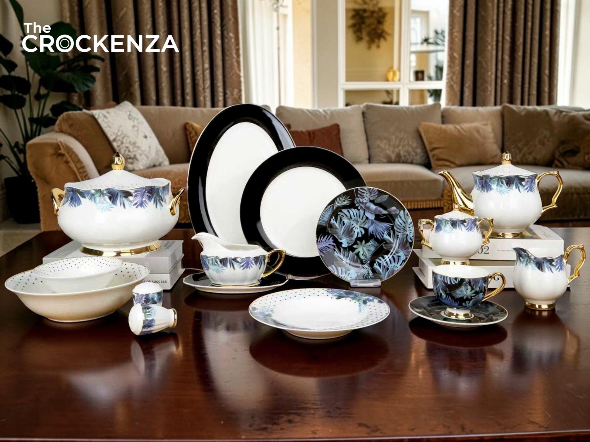 Johnson Bros Inspired Royal Floral Bone China Luxury Dinner Set | 65 & 89 Piece Gold-Gilded Collection