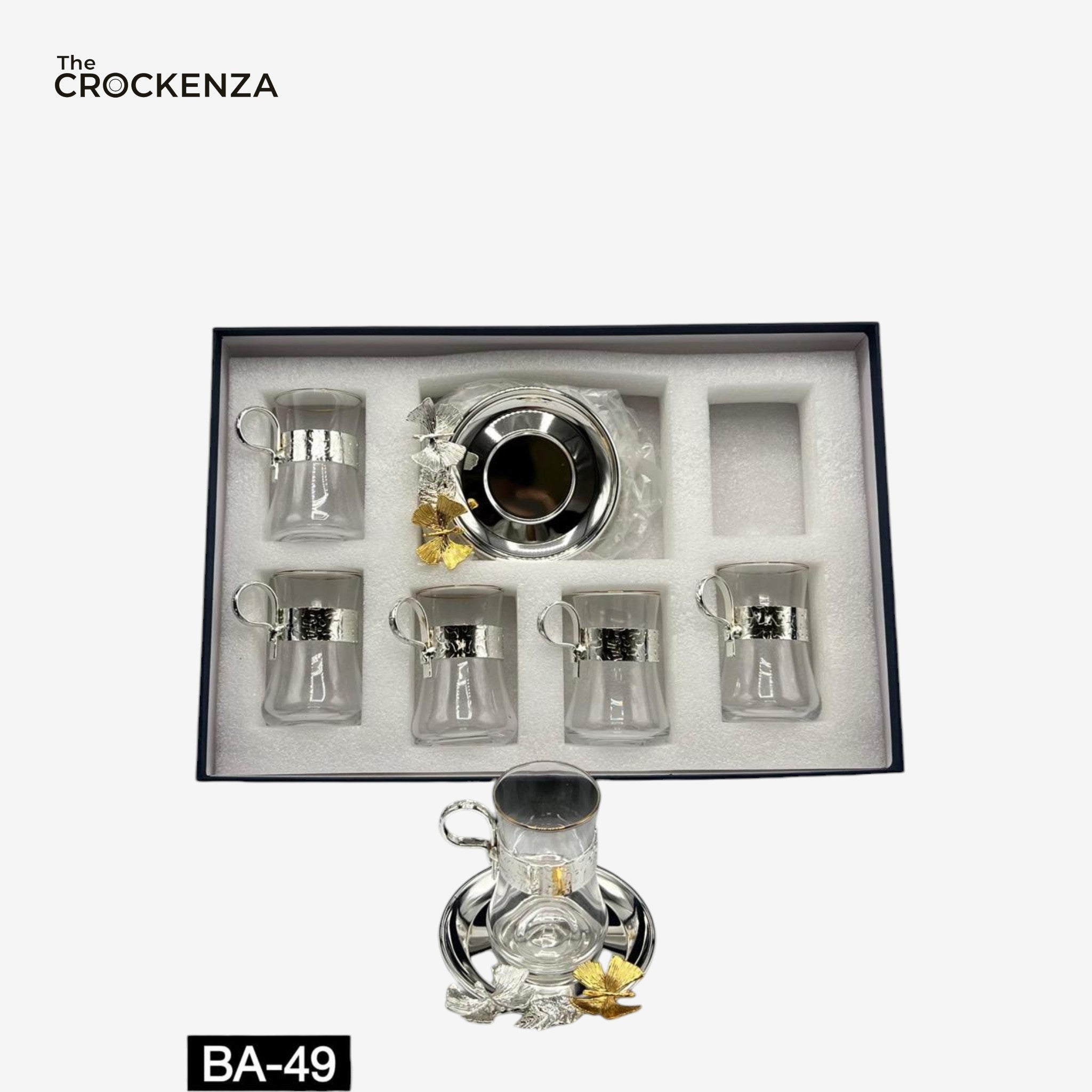 Silver Elegance – 12-Piece Luxury Qahwa Shot Set for Arabic tea & Coffee Lovers (BA-49)