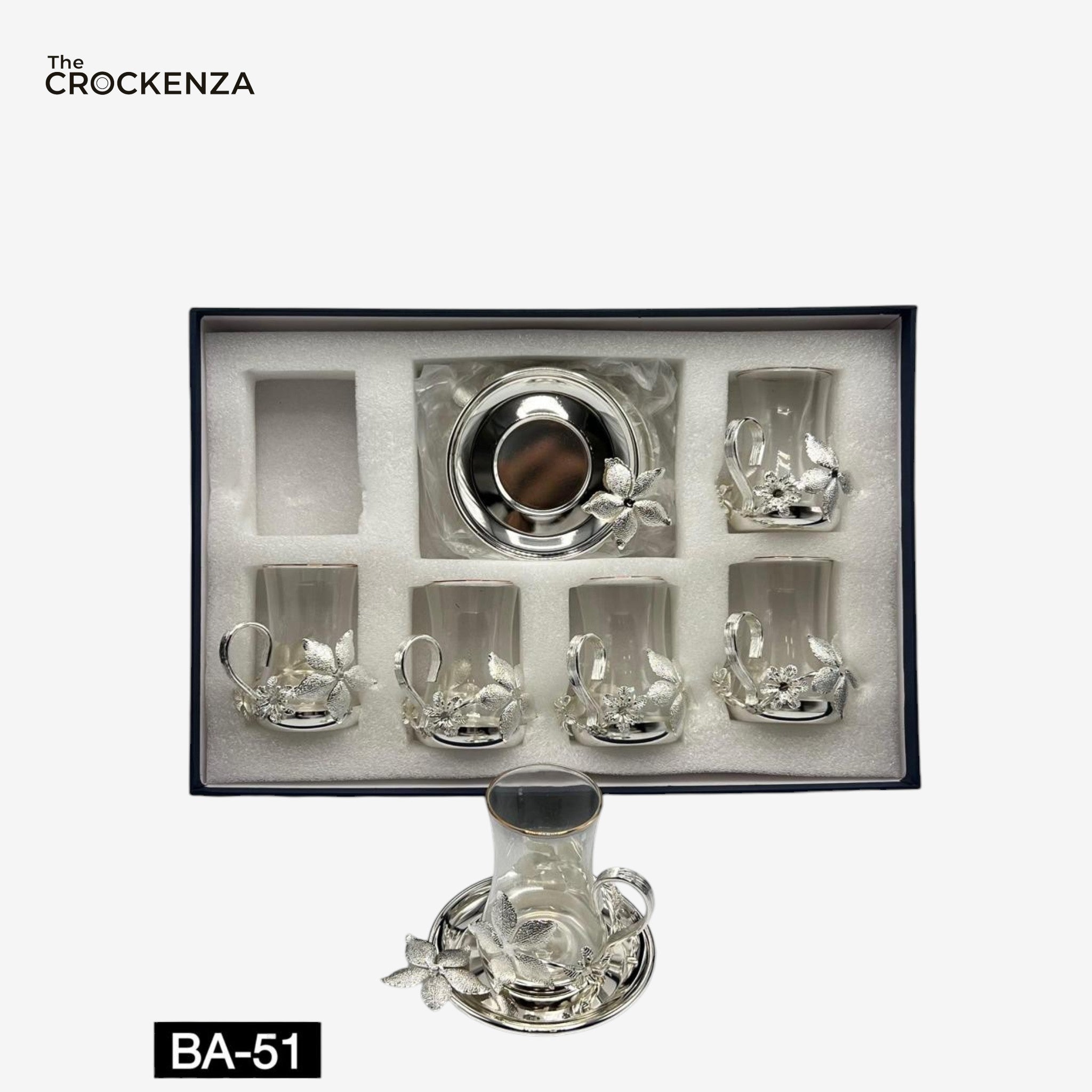 Silver Elegance – 12-Piece Luxury Qahwa Shot Set for Arabic tea & Coffee Lovers (BA-51)