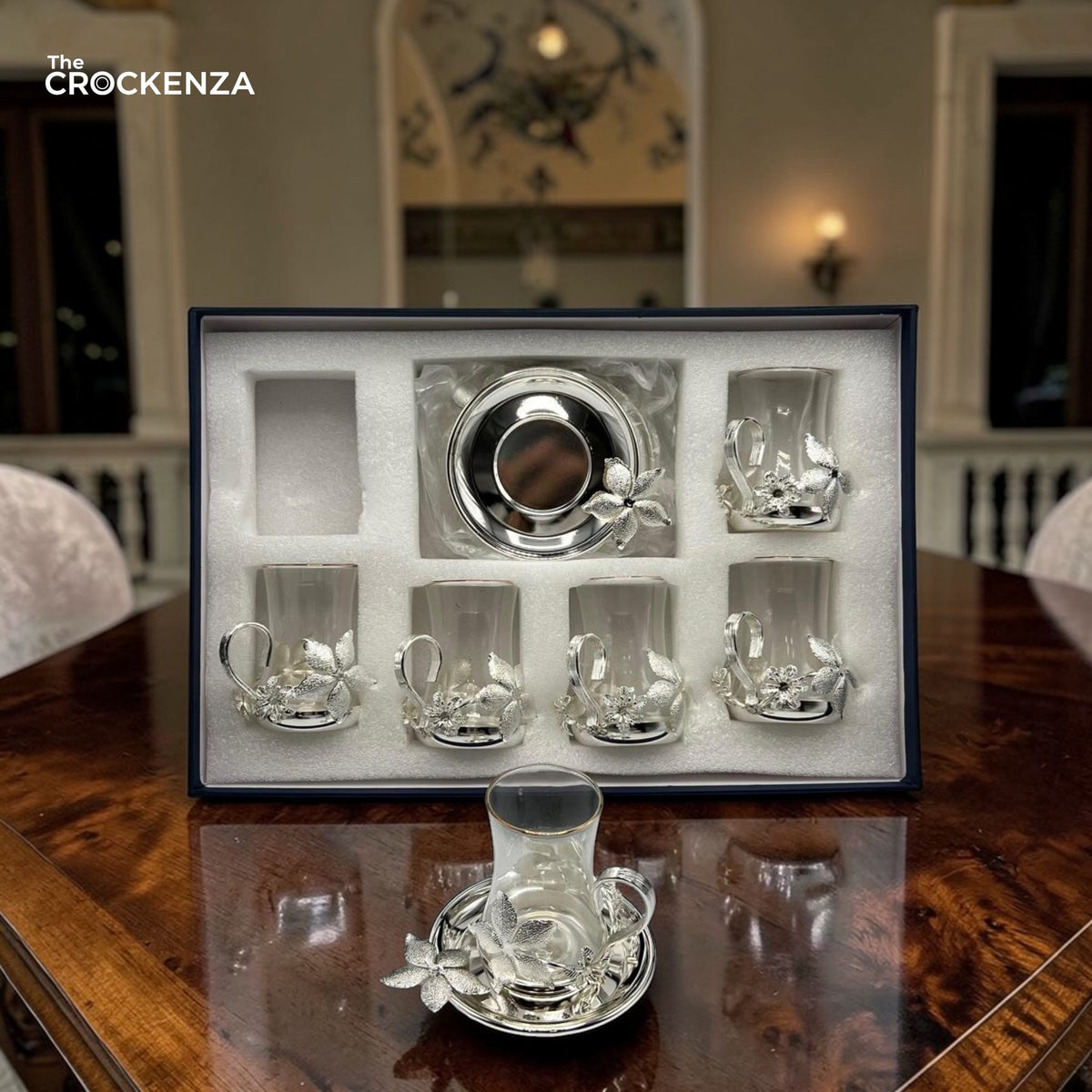 Silver Elegance – 12-Piece Luxury Qahwa Shot Set for Arabic tea & Coffee Lovers (BA-51)