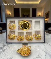 Golden Elegance – 12-Piece Luxury Qahwa Shot Set for Arabic tea & Coffee Lovers (BA-50)