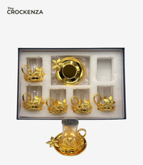 Golden Elegance – 12-Piece Luxury Qahwa Shot Set for Arabic tea & Coffee Lovers (BA-50)