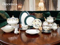 Johnson Bros Inspired Royal Floral Bone China Luxury Dinner Set | 65 & 89 Piece Gold-Gilded Collection