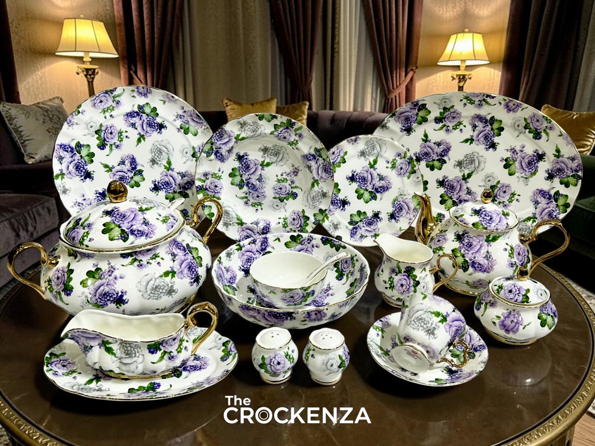 Imported Premium 75 Pcs Dinner Set for 8-persons Serving - Inspired by Royal Albert England