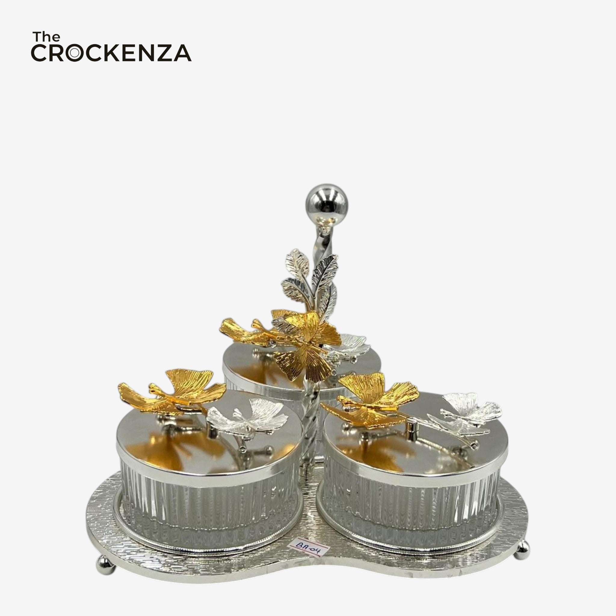 Elegant Silver 3-Compartment Dry Fruit & Candy Serving Set – Elegant Table Décor & Centerpiece