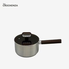 Anti-Scratch Titanium Non-Stick Sauce Pan with Glass Lid | Stainless Steel Skillet | Heat-Resistant Handle