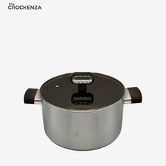 Anti-Scratch Titanium Coating Non-Stick Casserole  with Glass Lid | Stainless Steel Skillet | Heat-Resistant Handle | Durable Cooking Pot