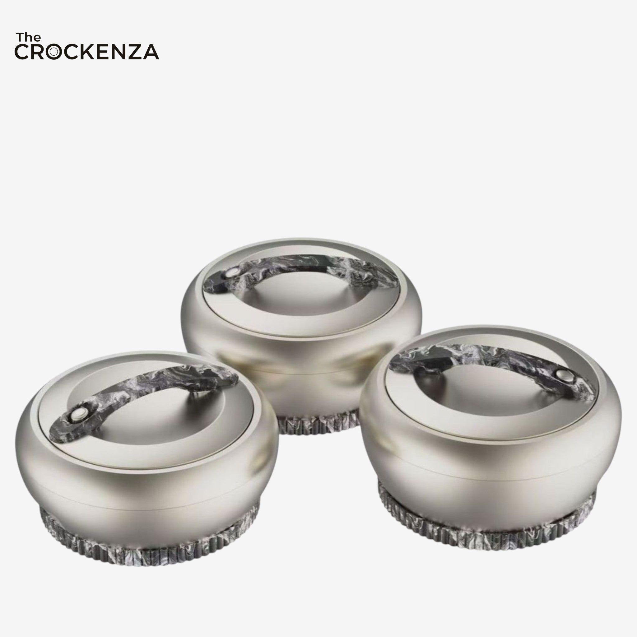 Imported Forever Gold Hotpot Set – Matte Nickel With Black Marble Finish (4L, 5L & 6L)