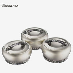 Imported Forever Gold Hotpot Set – Matte Nickel With Black Marble Finish (4L, 5L & 6L)