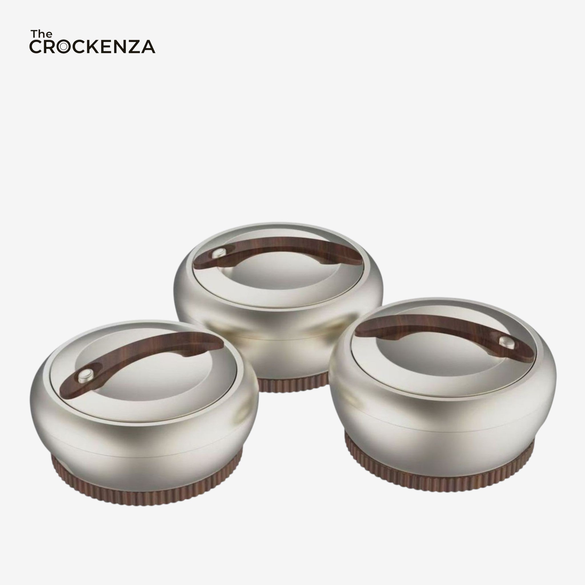 Imported Forever Gold Hotpot Set – Matte Nickel With Dark Wooden Finish (4L, 5L & 6L)