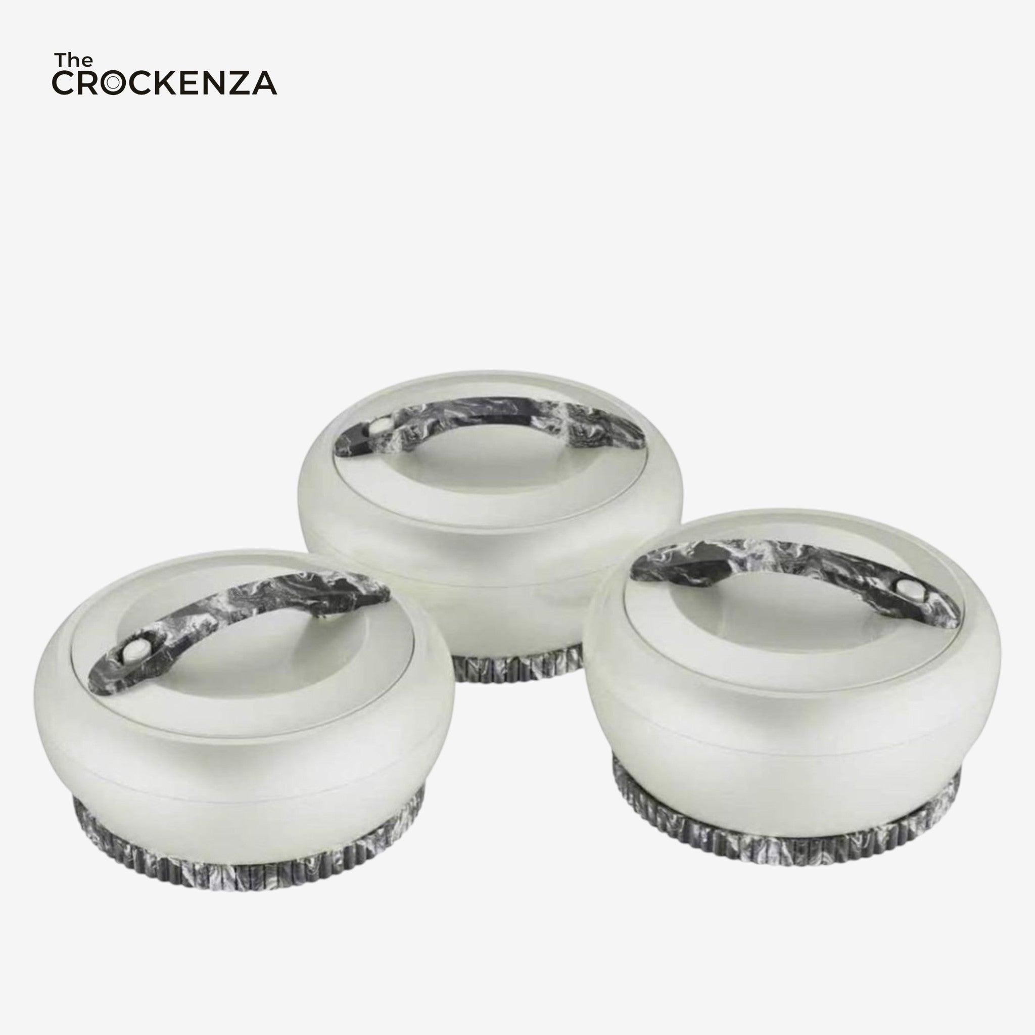 Imported Forever Gold Hotpot Set – White With Black Marble Finish (4L, 5L & 6L)