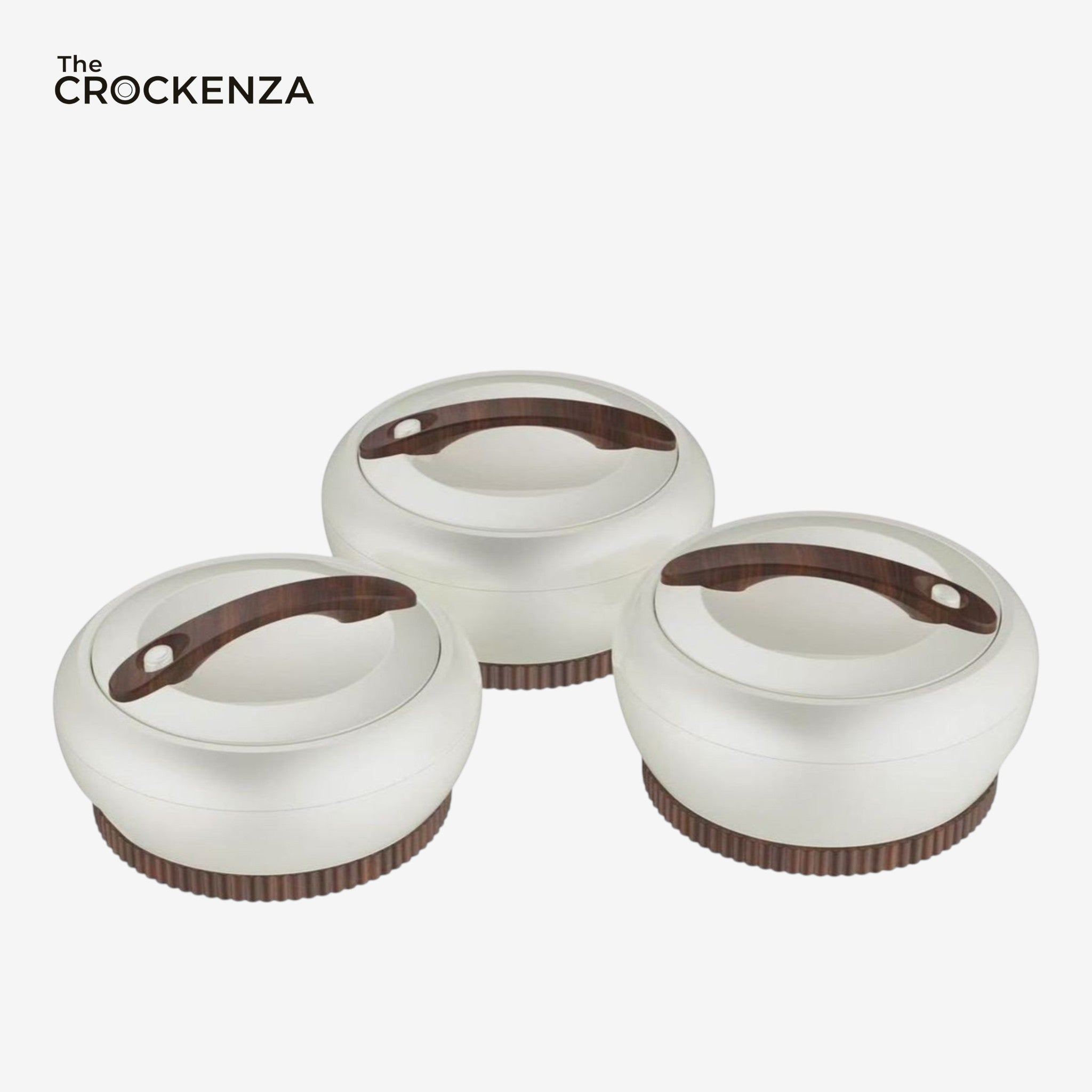 Imported Forever Gold Hotpot Set – White With Dark Wooden Finish (4L, 5L & 6L)