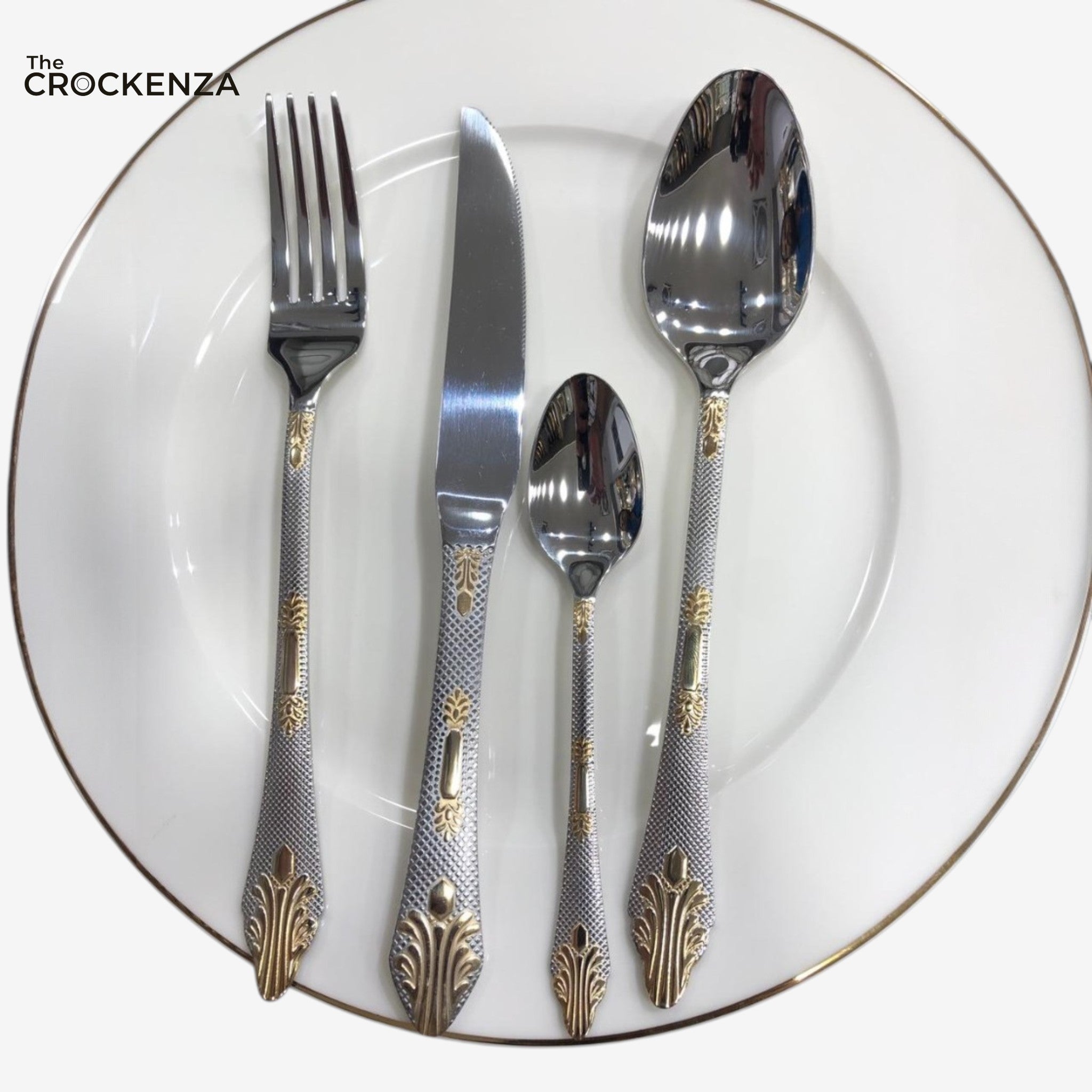 AYD 24-Piece Premium Cutlery Set – Elegant Gold & Silver Stainless Steel Flatware for Dining & Gifting