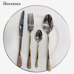 AYD 24-Piece Premium Cutlery Set – Elegant Gold & Silver Stainless Steel Flatware for Dining & Gifting