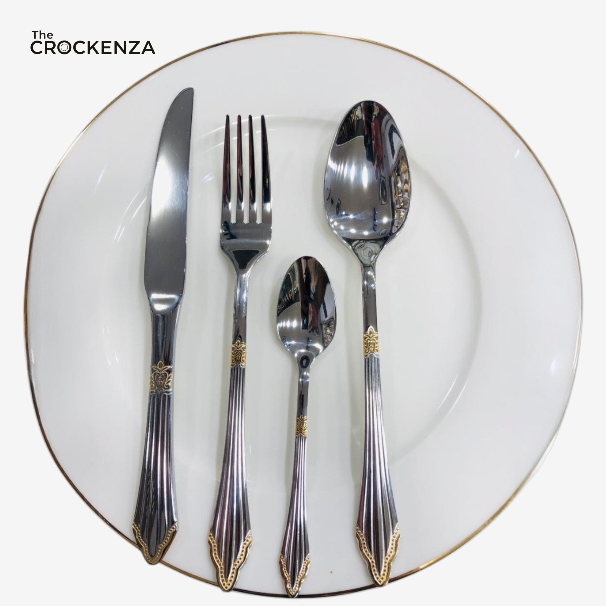 AYD 24-Piece Premium Cutlery Set – Elegant Gold & Silver Stainless Steel Flatware for Dining & Gifting