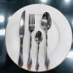 AYD 24-Piece Premium Cutlery Set – Elegant Gold & Silver Stainless Steel Flatware for Dining & Gifting