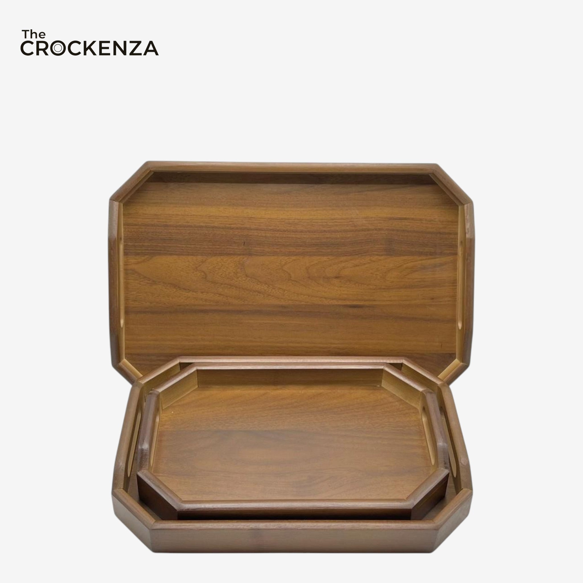 3-Piece Wooden Serving Tray Set with Handles – Premium Solid Wood Decorative & Breakfast Trays for Home, Coffee Table & Kitchen
