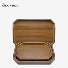 3-Piece Wooden Serving Tray Set with Handles – Premium Solid Wood Decorative & Breakfast Trays for Home, Coffee Table & Kitchen