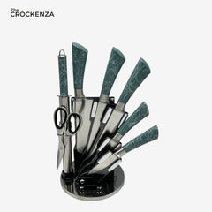 Cut Like a Pro: The Bass 8-Piece Elite Stainless Steel Knife Set with 360° Rotating Carousel